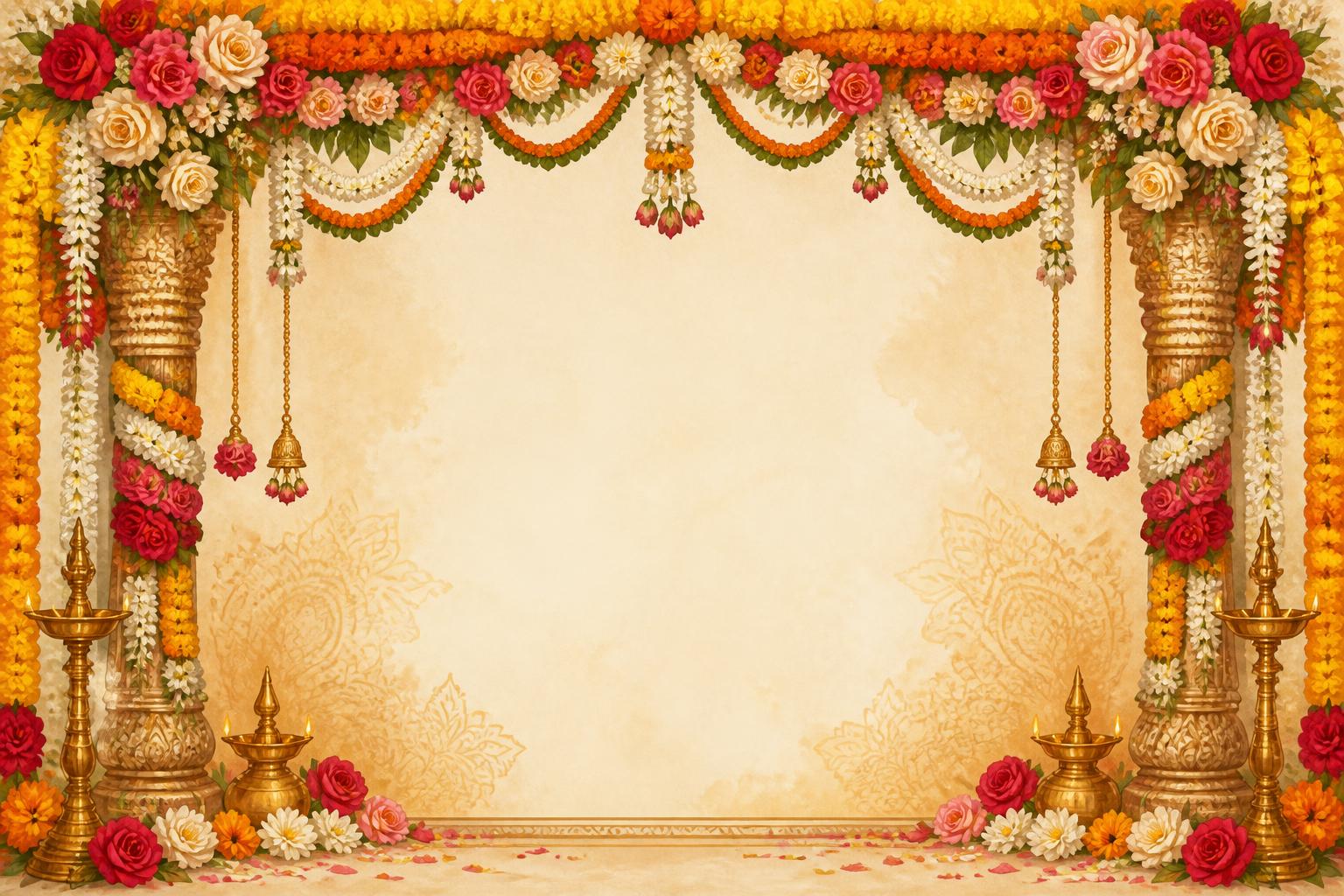 Marigold and rose floral mandap arch